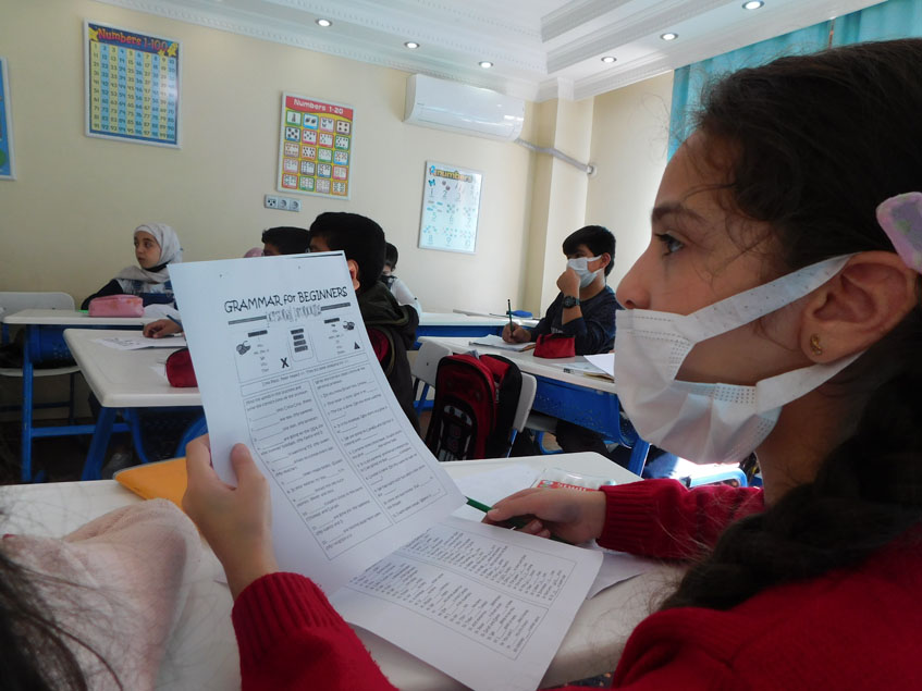 Computer skills with Mr. Hiba, Arabic session with Miss Razan and Mrs Riham, Turkish session with Miss Hümeyra, and English session with Mrs Rima.