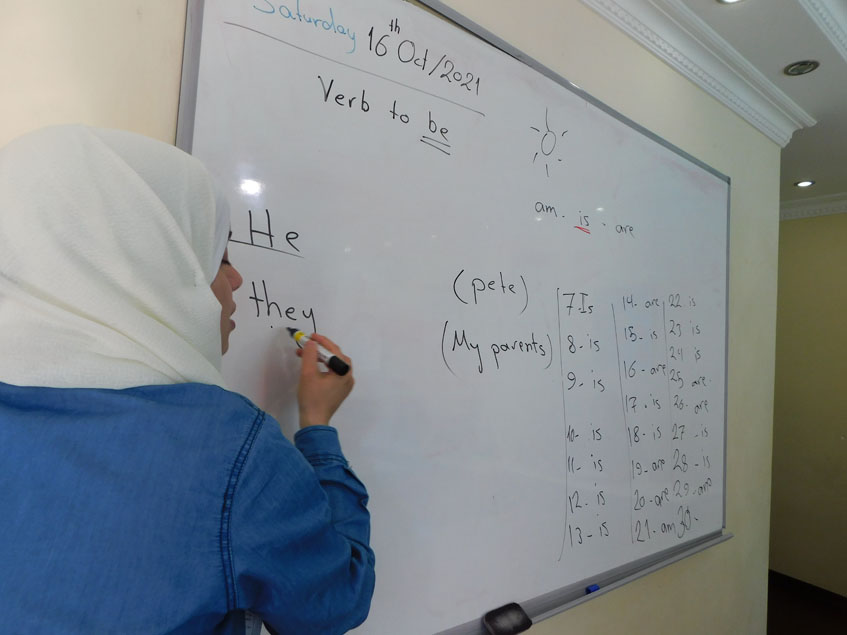 Computer skills with Mr. Hiba, Arabic session with Miss Razan and Mrs Riham, Turkish session with Miss Hümeyra, and English session with Mrs Rima.