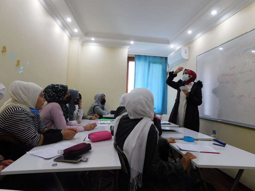 Computer skills with Mr. Hiba, Arabic session with Miss Razan and Mrs Riham, Turkish session with Miss Hümeyra, and English session with Mrs Rima.